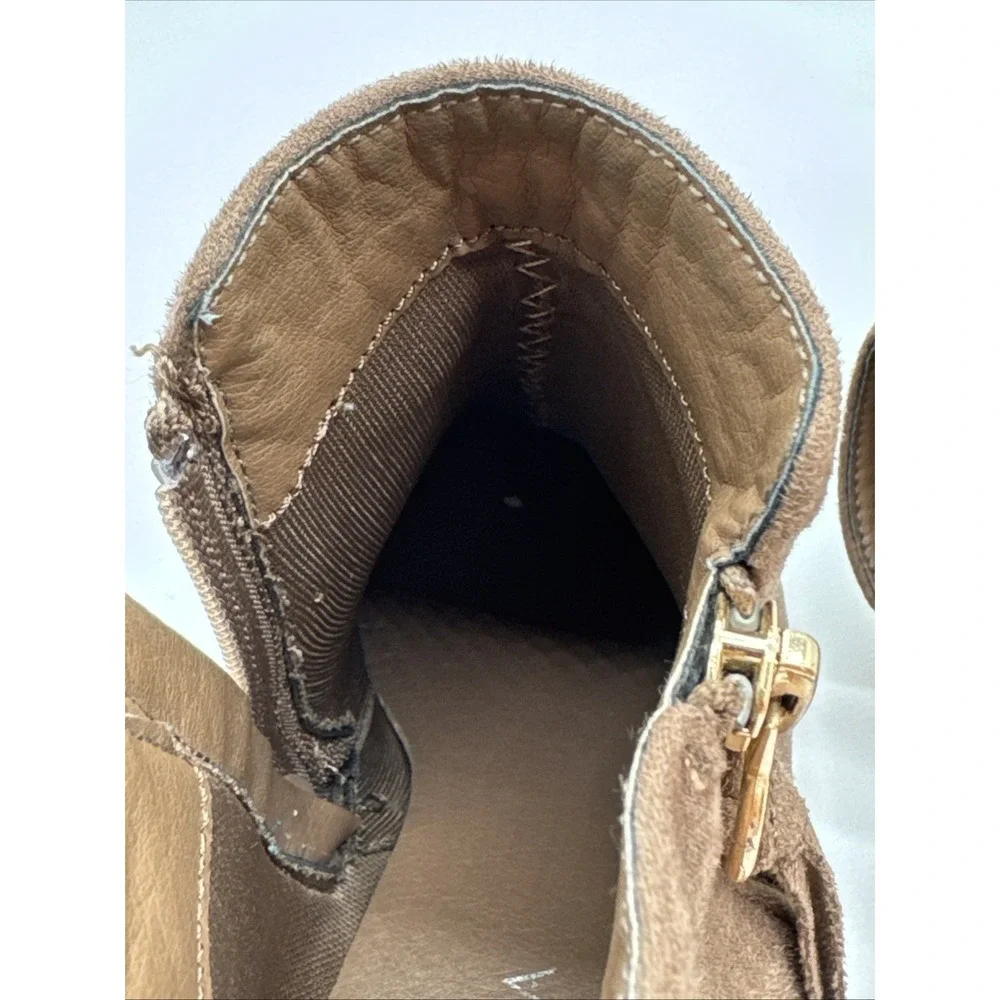 Top Moda Brown Suede Ankle Booties with Side‎ Zipper Size 6